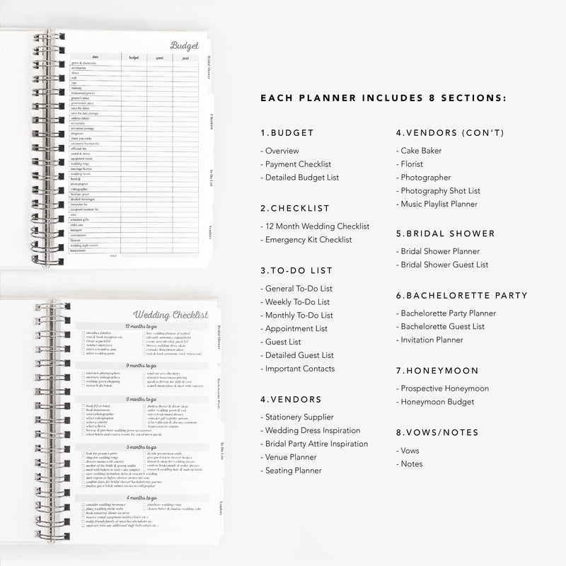 Wedding Planner | Personalized Wedding Planning Book | Custom Bridal Shower Gift | Real Foil Book | Gift for Bride | Design: Modern Bride