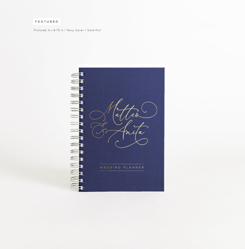 Wedding Planner | Personalized Wedding Planning Book | Navy Bridal Shower Gift | Engagement Idea | Gift for Bride | Design: Swash Elegance