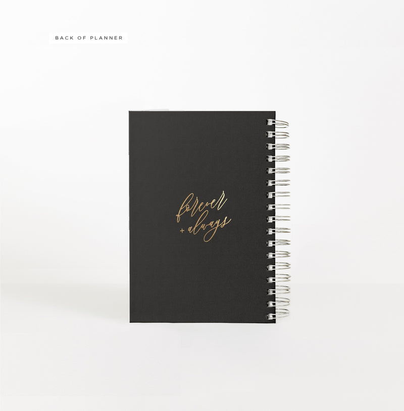 Wedding Planner | Personalized Wedding Planning Book | Black Bridal Shower Gift | Engagement Gift for Bride | Design: Black Tie