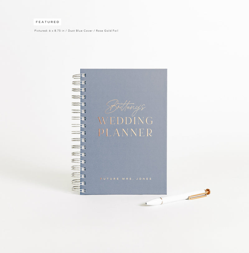 Wedding Planner | Personalized Wedding Planning Book | Dusty Blue Bridal Shower Gift | Real Foil Book | Gift for Bride | Design: Manhattan