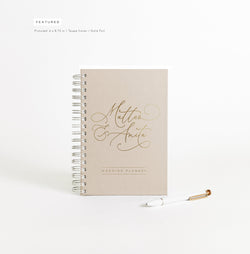 Wedding Planner | Personalized Wedding Planning Book | Taupe Bridal Shower Gift | Engagement Idea | Gift for Bride | Design: Swash Elegance