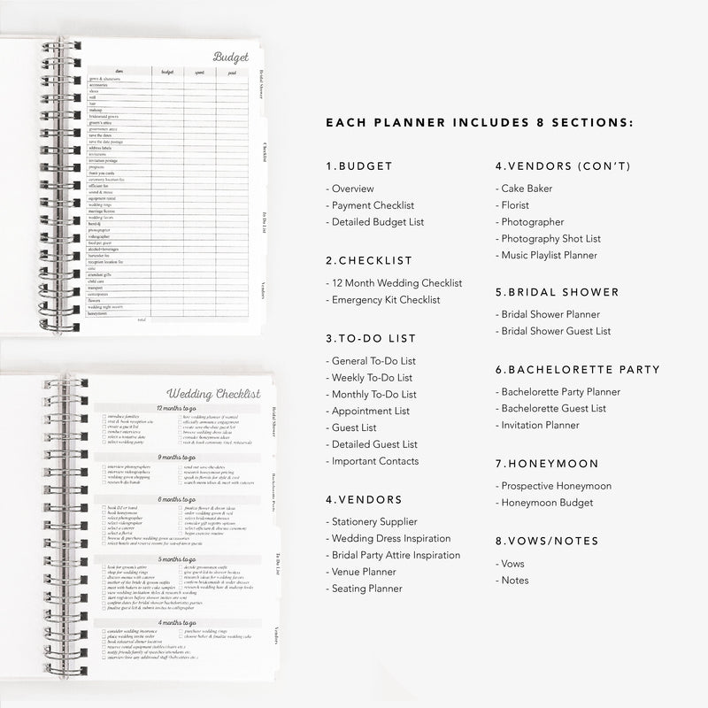 Wedding Planner | Personalized Wedding Planning Book | Bridal Shower Gift Idea | Pink Planner | Gift for Bride | Design: Blushing Bride